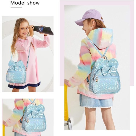 Bowknot Polka Dot Mini Backpack And Convertible Shoulder Bag Purse for Women - Picture 7 of 7